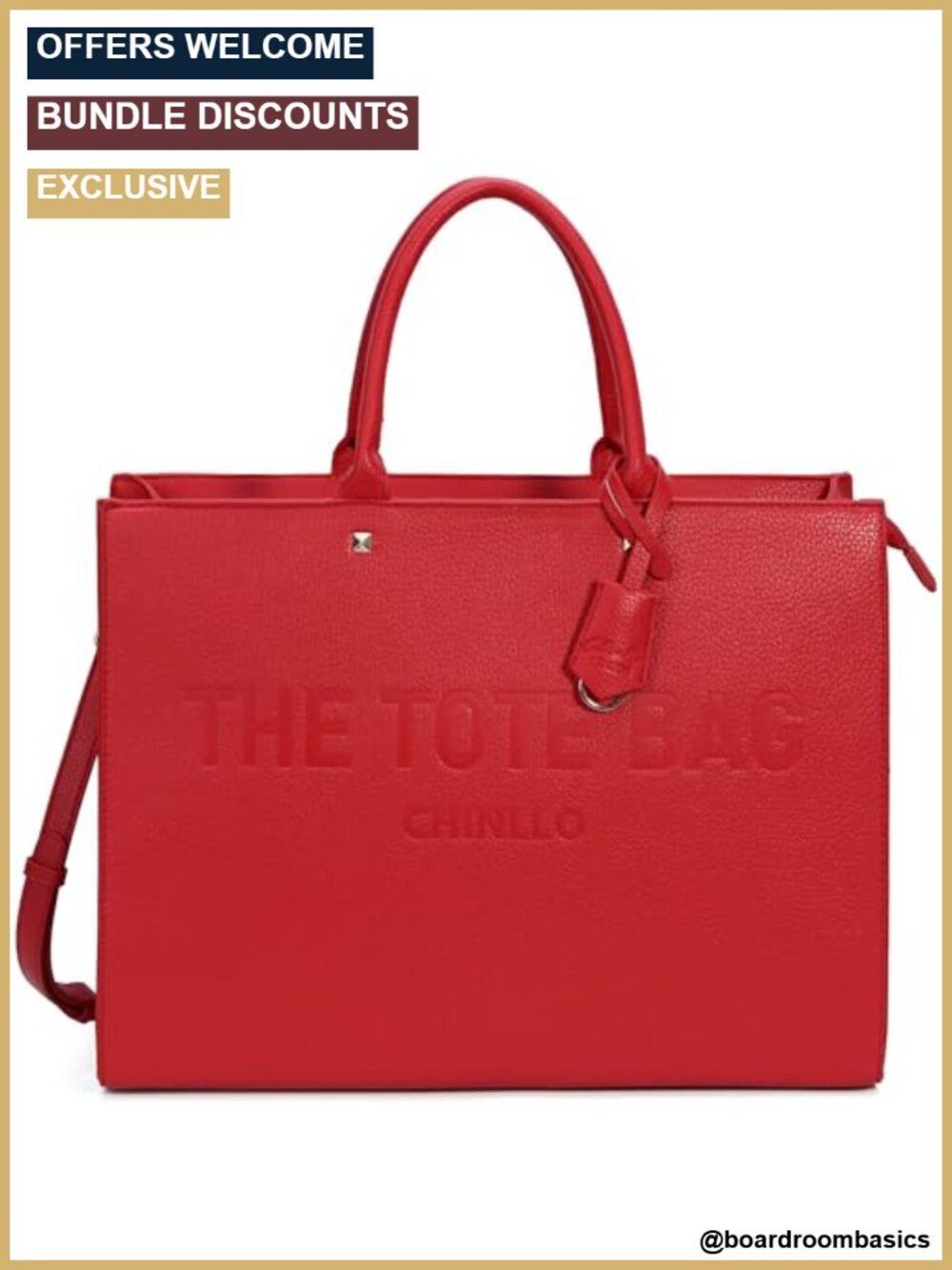 Faux Leather Laptop Tote Bag with Shoulder Strap